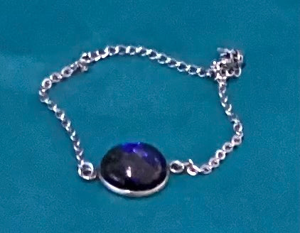 Sterling Silver Bracelet with Dichroic Glass - by Leslie Welfare