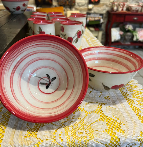 Red poppy Windmill of Provence cereal bowl