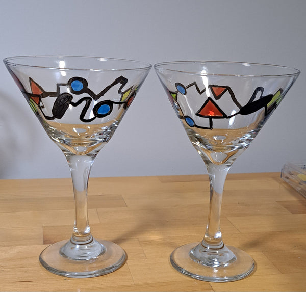 Hand painted cocktail glasses