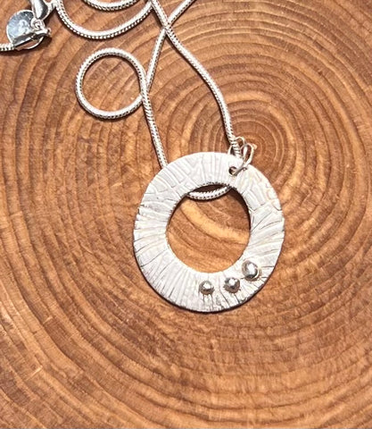Fine Silver Circle with Fine Silver Beads - by Leslie Welfare