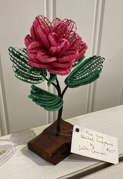 Pink Rose Quilled Sculpture