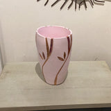 Unique Tall Concrete Vase with copper and fabric inlays