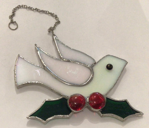 Stained Glass Dove and Holly by Howard Sandles