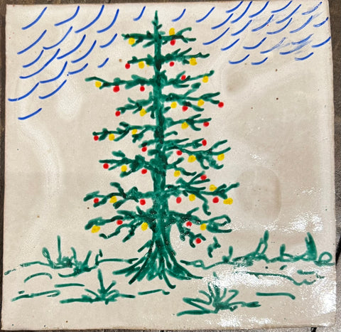 Ceramic X-Mas Tree Trivet by Peggy Davidson