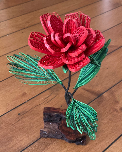 Red Rose Quilled Sculpture