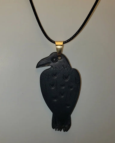 Leather Raven Pendant by David Yi