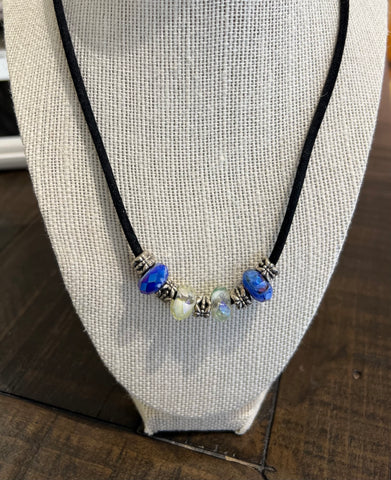 Fine Silver and Czech Crystals Necklace - by Leslie Welfare