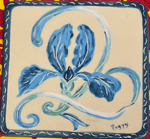 Ceramic Iris Trivet by Peggy Davidson