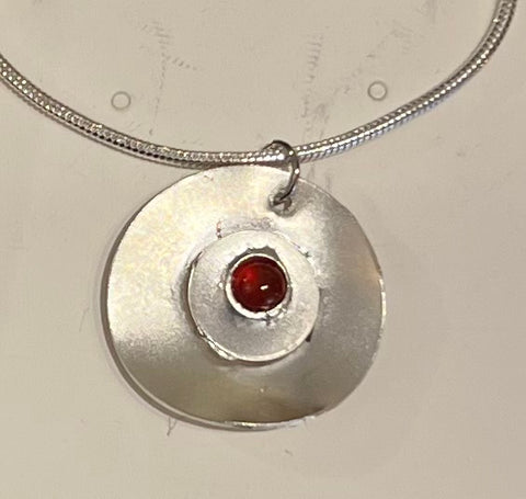 Fine Silver Necklace with Garnet