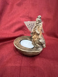 Hand Cast Concrete Guan Yin on a Foo Fish Tea light holder