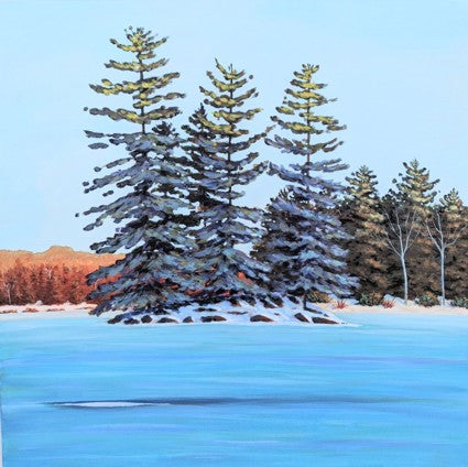 Setting Sun on Upper Rock Lake - original painting by Rosalyn Insley
