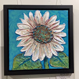White Sunflower: Series 3 original mixed media painting by Lucy De Sousa