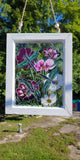 Dragonflies & Cosmos glass art by Lucy De Sousa