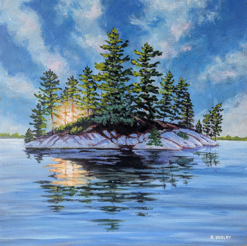 Last Light Thru Trees- original painting by Rosalyn Insley