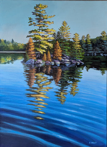 Island Glow- up- original painting by Rosalyn Insley