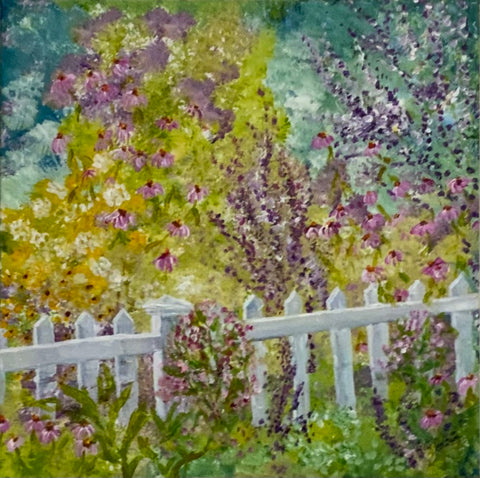 Over the Neighbours Fence original acrylic by Gail Dowsett