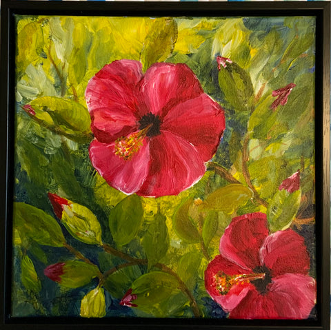 Hibiscus original acrylic by Gail Dowsett