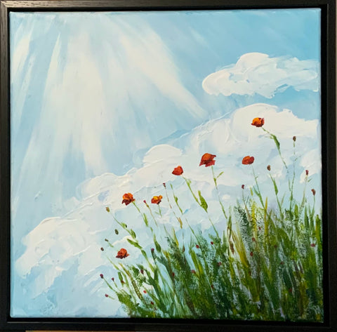 Poppies in the breeze original acrylic by Gail Dowsett