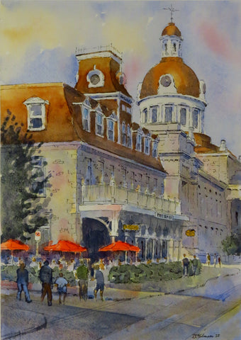 Prince George with Red Umbrellas - Original by David Gilmore (431)