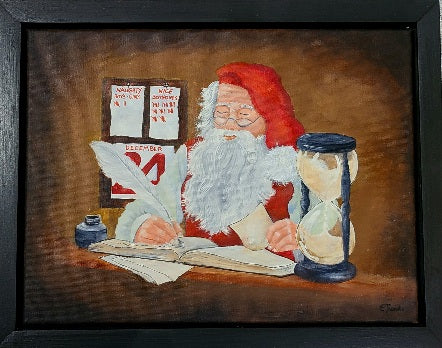 Making a List.  Original painting by Elaine Burke