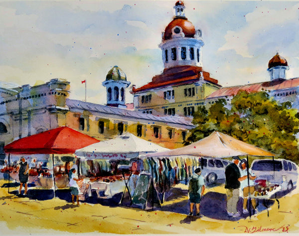 Kingston City Market with 3 Tents - Original by David Gilmore - 625