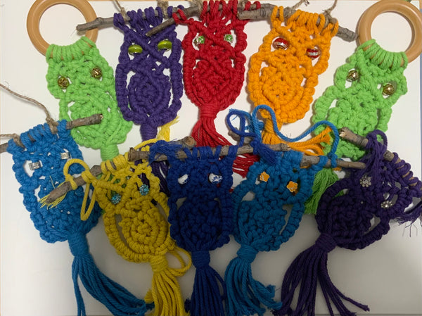 Lucky Owl Macrame Ornaments