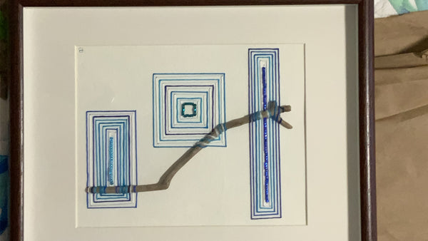 Oceanic Squares, multi media textile art- original by Gail