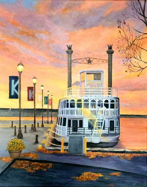 Island Queen at Sunset Original painting by Elaine Burke
