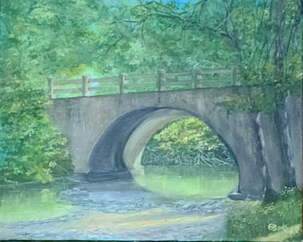 Bridge Over Calm Water painting by Elaine Burke