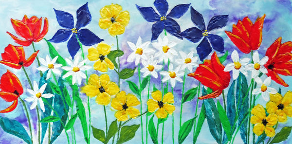 Always Spring - encaustic painting 12x24 by Cathie Hamilton - Martello Alley