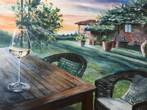 Sunset and Wine - Original by Julie Kojro