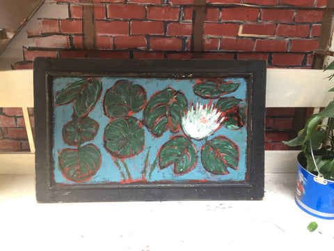 Water Lilies - on window screen - Painting by David Dossett - Martello Alley