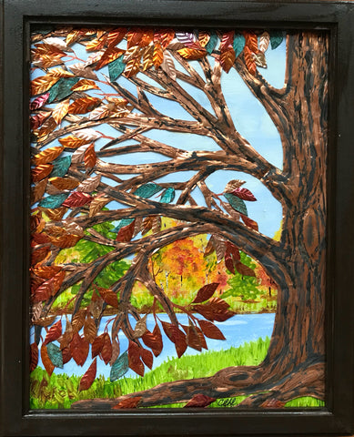 Fall Splendour - 11x14 copper & acrylic painting by Cathie Hamilton - Martello Alley
