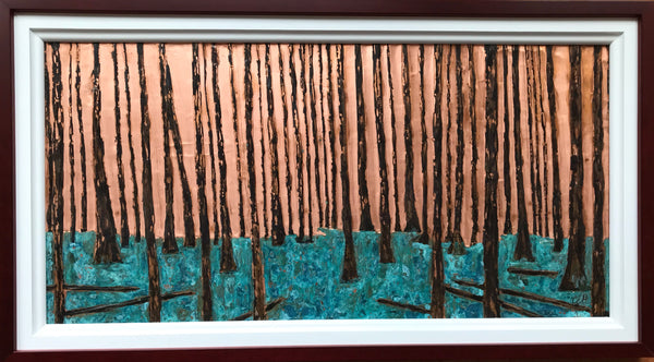 The Pine Forest - copper art 15 x 27 by Cathie Hamilton - Martello Alley