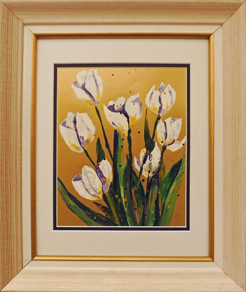 White Tulips - 14 x 17 encaustic by Cathie Hamilton - Martello Alley