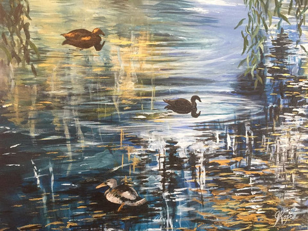 Ducks in Victoria  - Original by Julie Kojro
