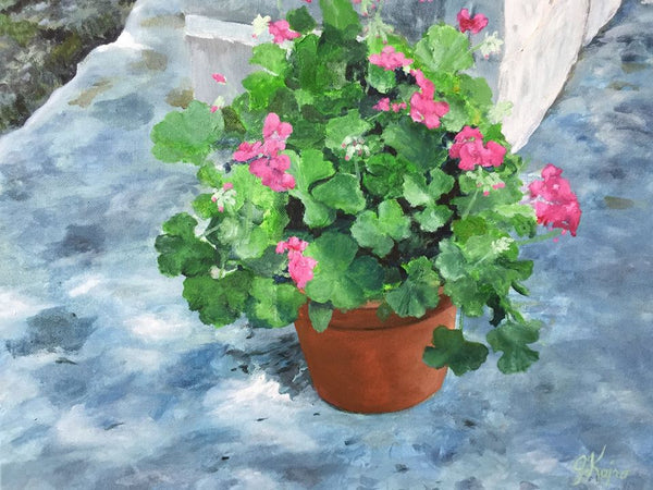 Geraniums and Shadows - Original by Julie Kojro