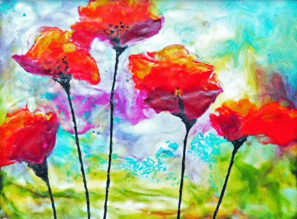 Poppy Fun - 11 x 14 print by Cathie Hamilton - Martello Alley