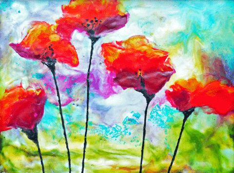 Poppy Fun - 11 x 14 print by Cathie Hamilton - Martello Alley