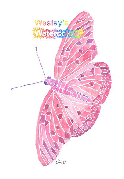 Watercolour Print of Pink Butterfly