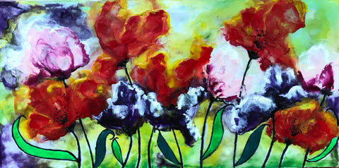 Beckoning Beauties - encaustic 12 x 24 by Cathie Hamilton - Martello Alley