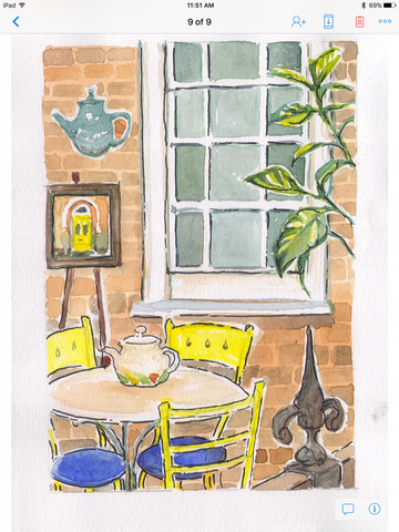 Tea Room Patio 2 large print - Print by Brenda Bielicki - Martello Alley