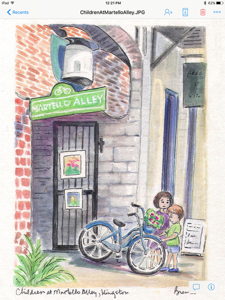 Children at Martello Alley large card - Prints by Brenda Bielicki - Martello Alley