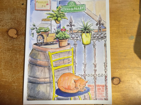 Sleeping Cat, Martello Alley large print - Print by Brenda Bielicki - Martello Alley