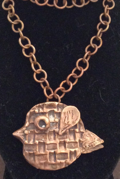 LWN 17  copper funky bird necklace - Jewellery by Leslie Welfare - Martello Alley