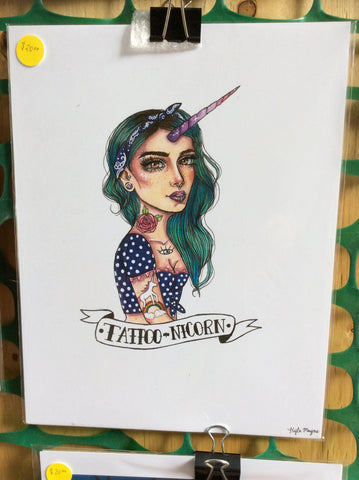 Tattoonicorn Print - 8x10 print by Kyla Mayne - Martello Alley