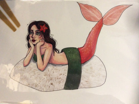 Sushi Mermaid Card -  by Kyla Mayne - Martello Alley