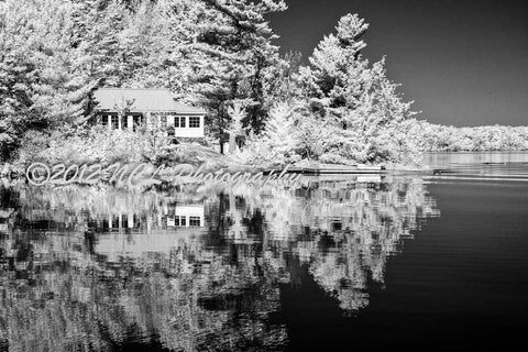 Cottage reflection - framed infrared print - 20 x 16 framed infrared print by Nicole Couture-Lord - Martello Alley