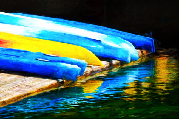 Kayaks waiting - canvas 18 x 12 inches - 18 x 12 inches canvas prints by Nicole Couture-Lord - Martello Alley