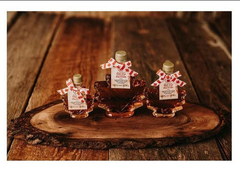 Maple Syrup in Decorative Glass Leaf Bottle by Voisin's Maple Products